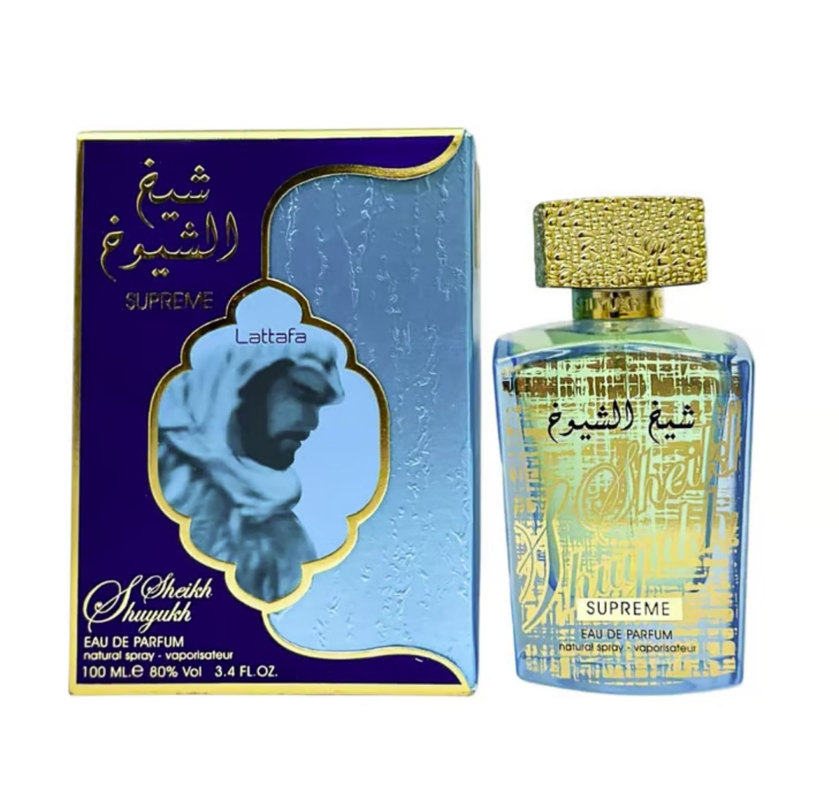 Sheikh Al Shuyukh Supreme by Lattafa – pakuotė ir buteliukas
