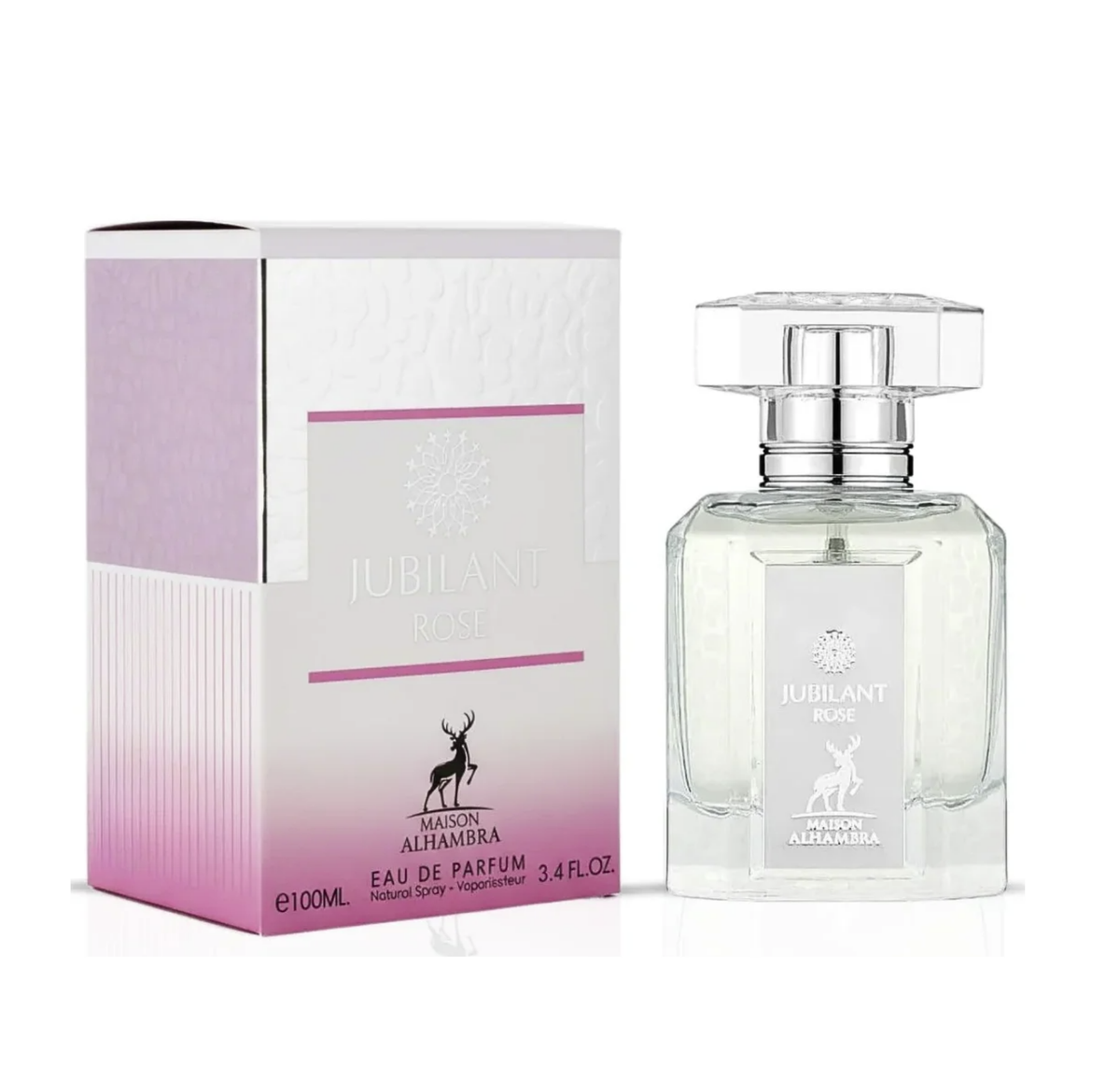 Jubilant Rose by Maison Alhambra – pakuotė ir buteliukas
