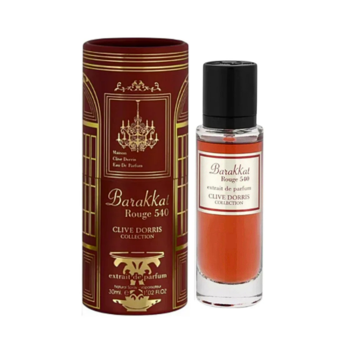Barakkat Rouge 540 Extrait by Clive Dorris EDP 30ml – pakuotė ir buteliukas