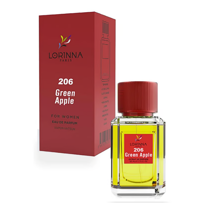 Green Apple 206 by Lorinna EDP 50ml – pakuotė ir buteliukas